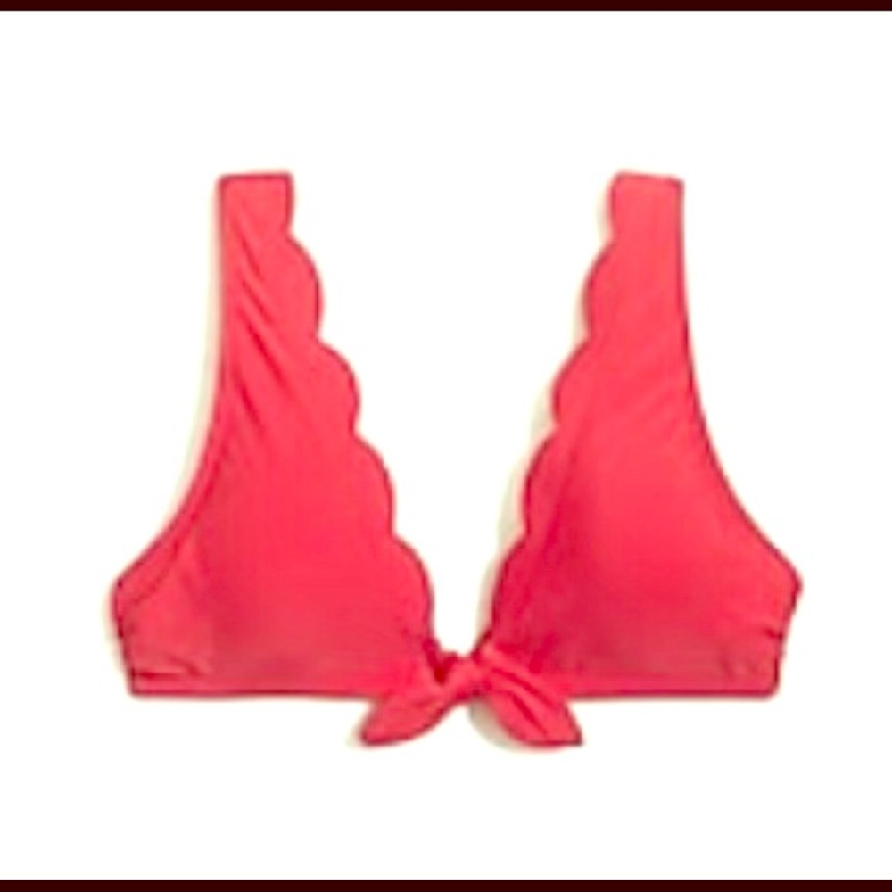 JCrew Scalloped Bathing Suit Bikini Top in red